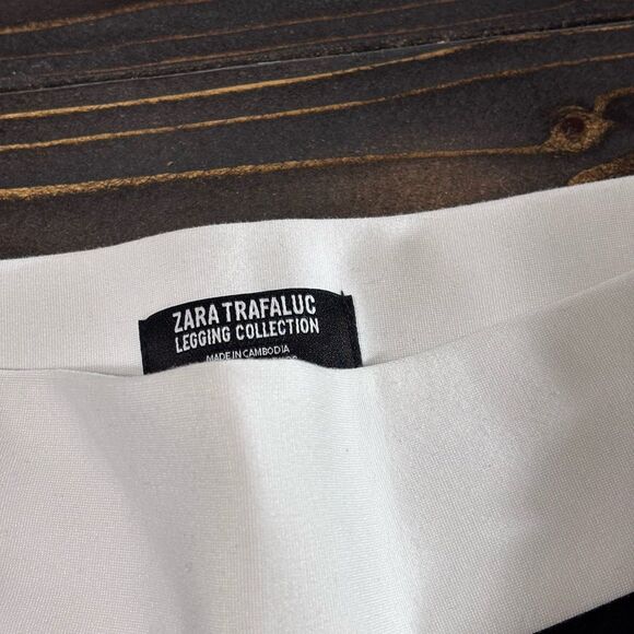 Zara Trafaluc Collection Legging Women's Black Side White Stripe Ponte Size M - Picture 4 of 16